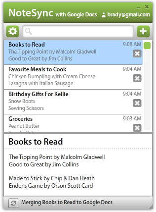 Windows 7 NoteSync with Google Docs 1.2 full